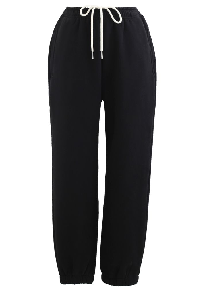 Twisted Crop Sweatshirt and Joggers Set in Black