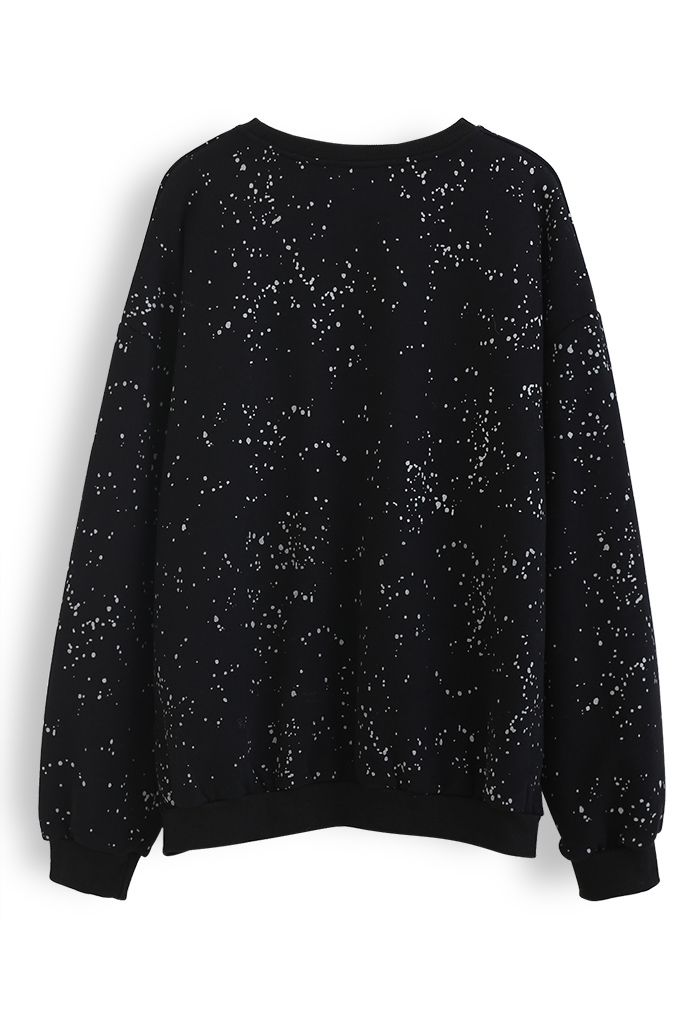 Spotted Fleece Sweatshirt in Black