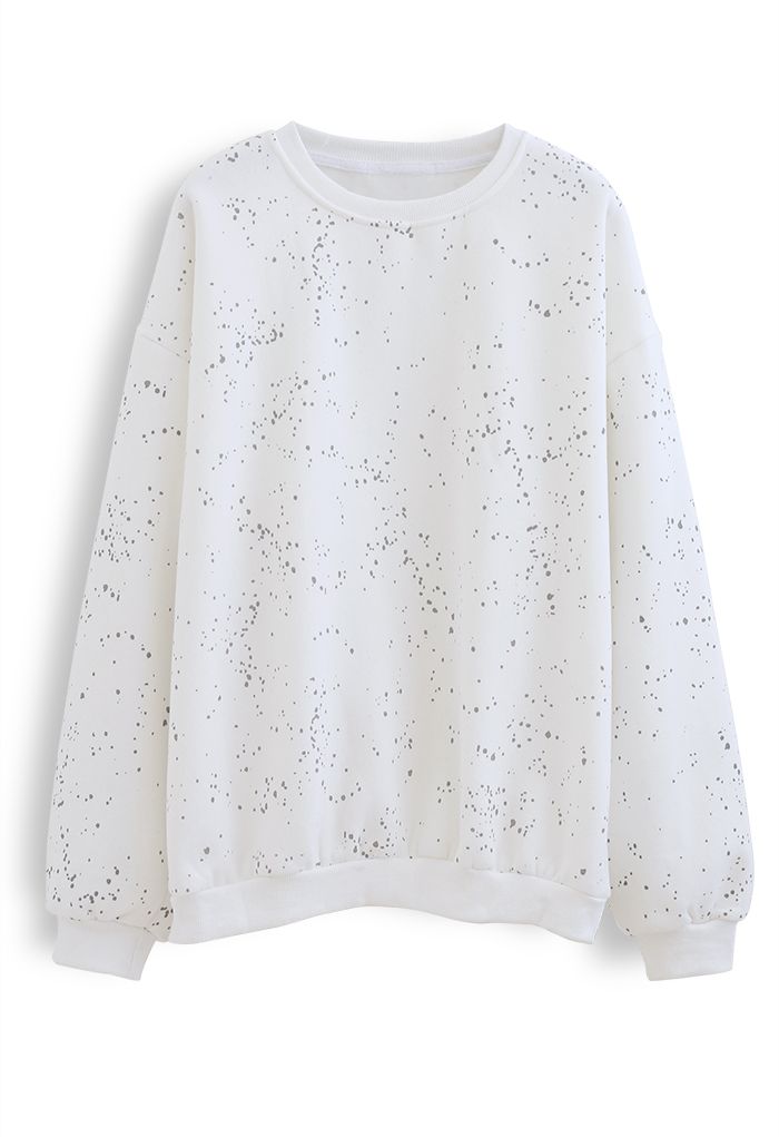 Spotted Fleece Sweatshirt in White
