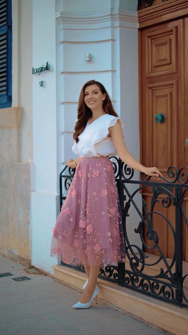 Bowknot Waist Sleeveless Ruffle Top in White