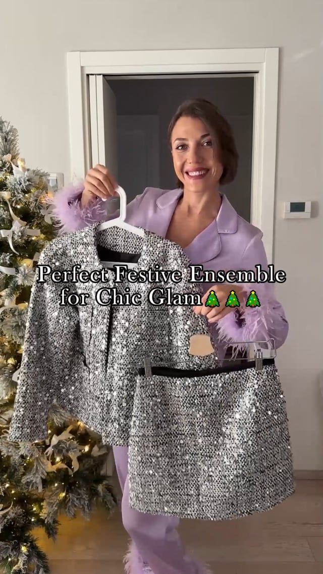 Silver Sequin Embellishment Tweed Jacket