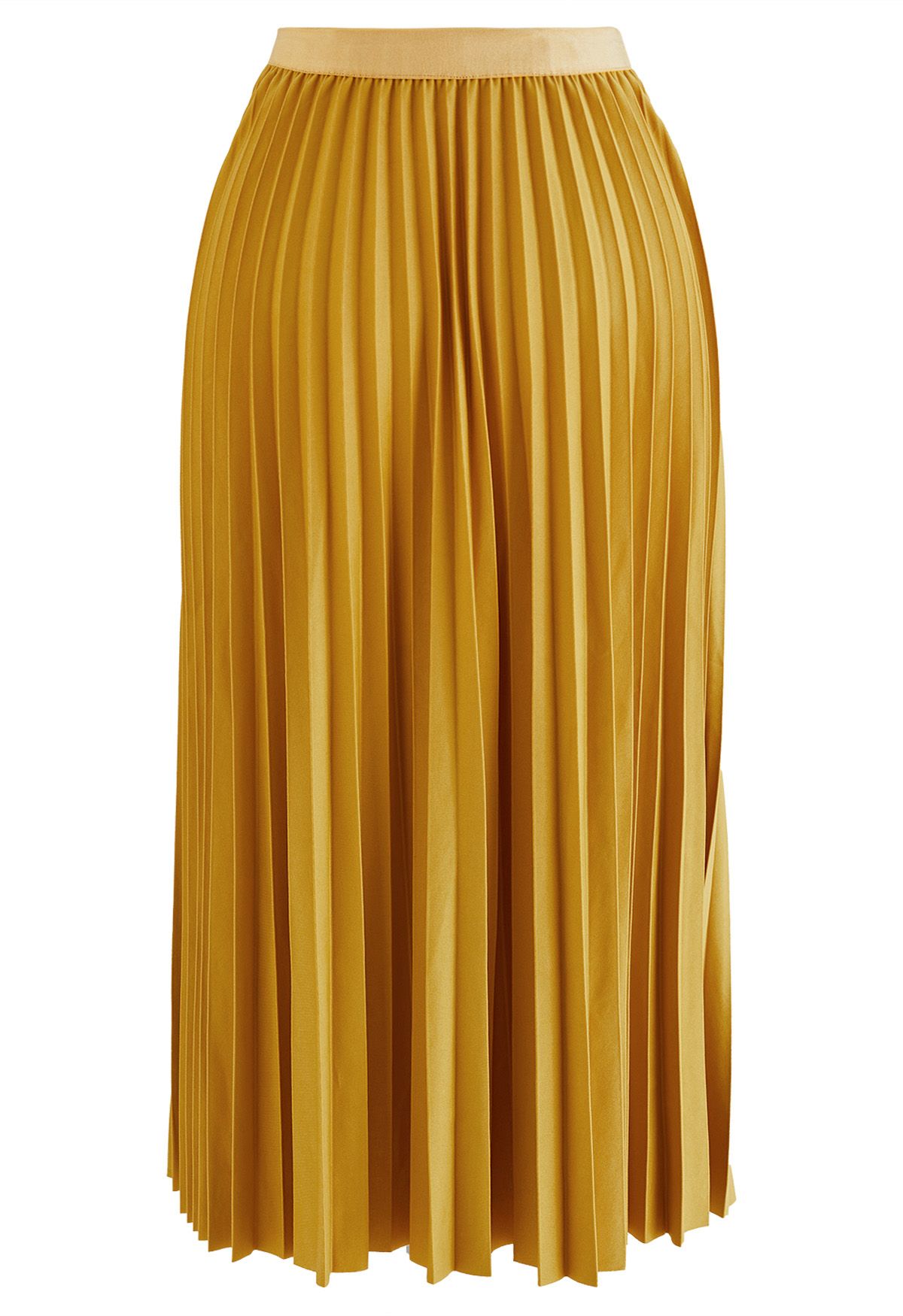 Simplicity Pleated Midi Skirt in Mustard