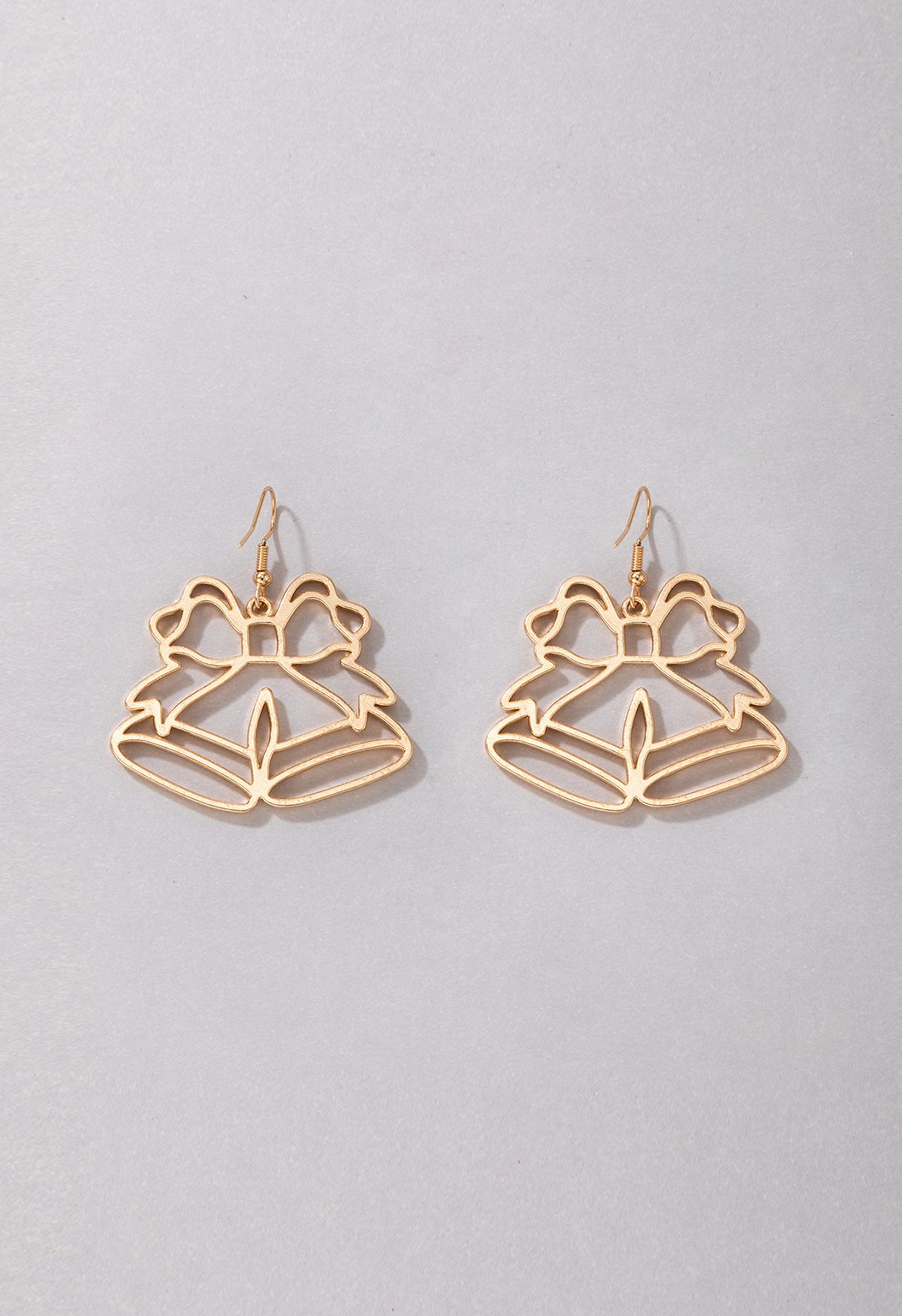 Hollow Golden Bowknot Bell Earrings