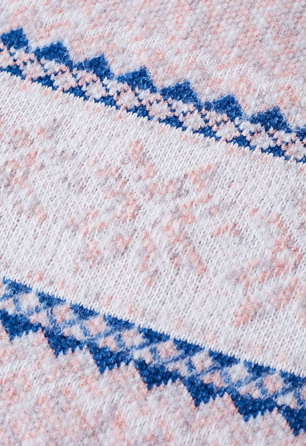 Fuzzy Snowflake Pattern Heathered Knit Sweater