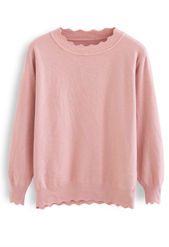 Ribbed Fuzzy Soft Knit Sweater in Pink