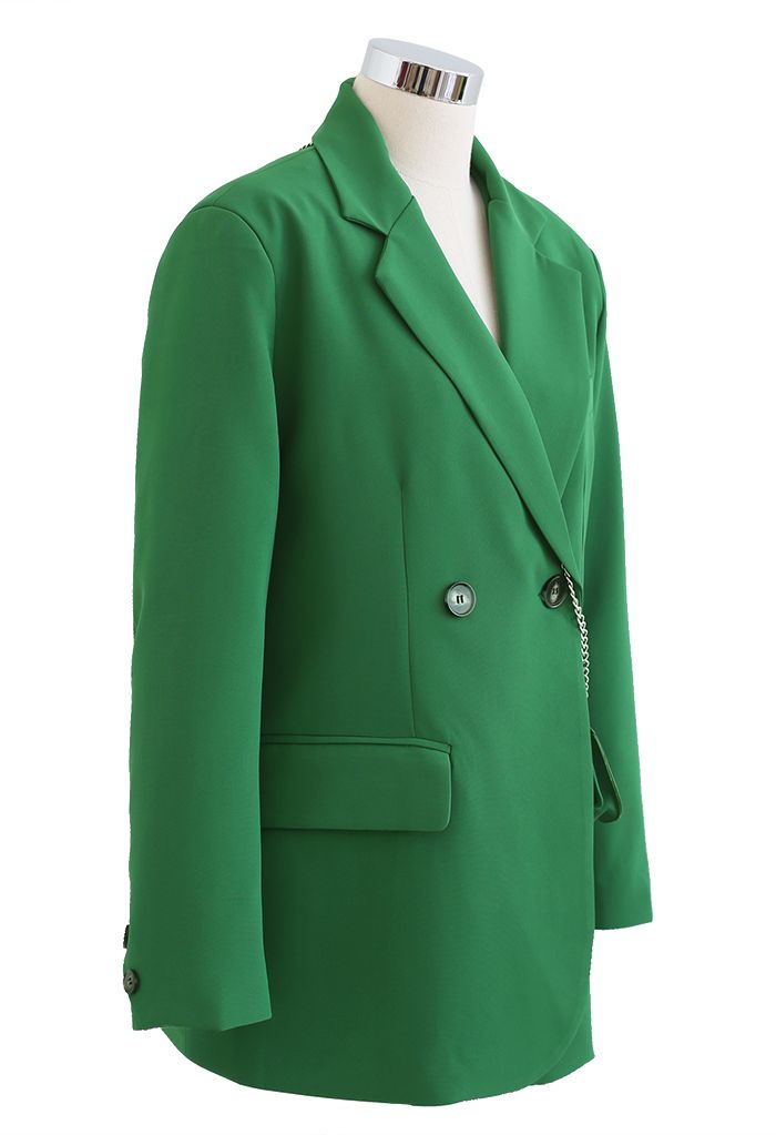 Pad Shoulder Blazer with Mini Bag in Green