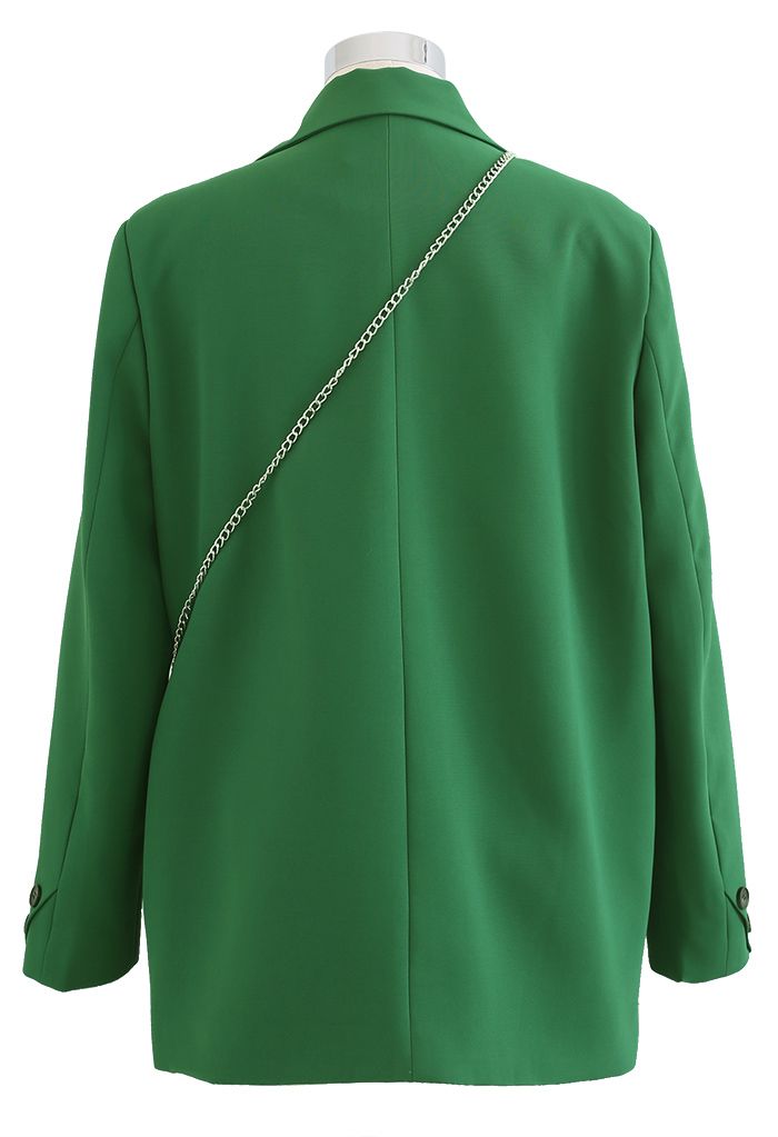 Pad Shoulder Blazer with Mini Bag in Green