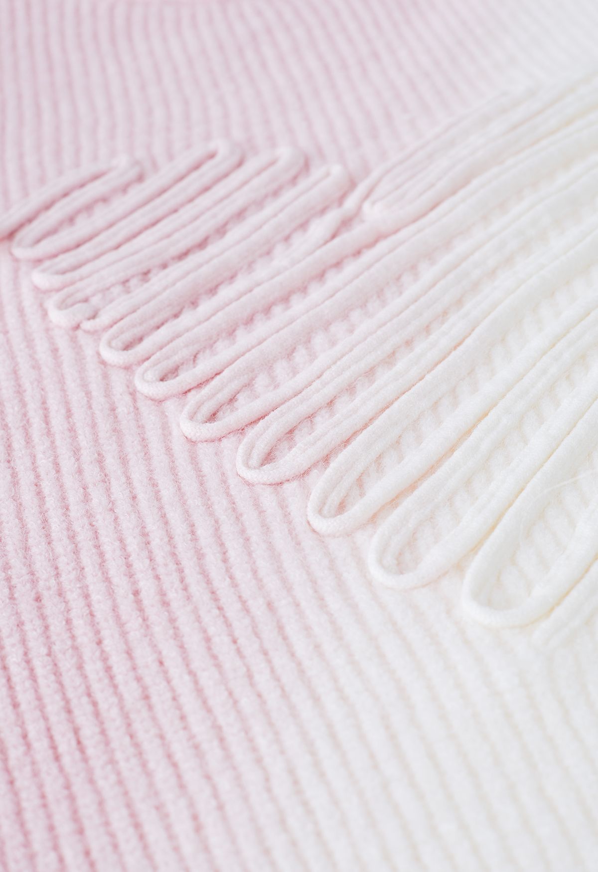 Gradient Doodle Heart Knit Sweater in Pink