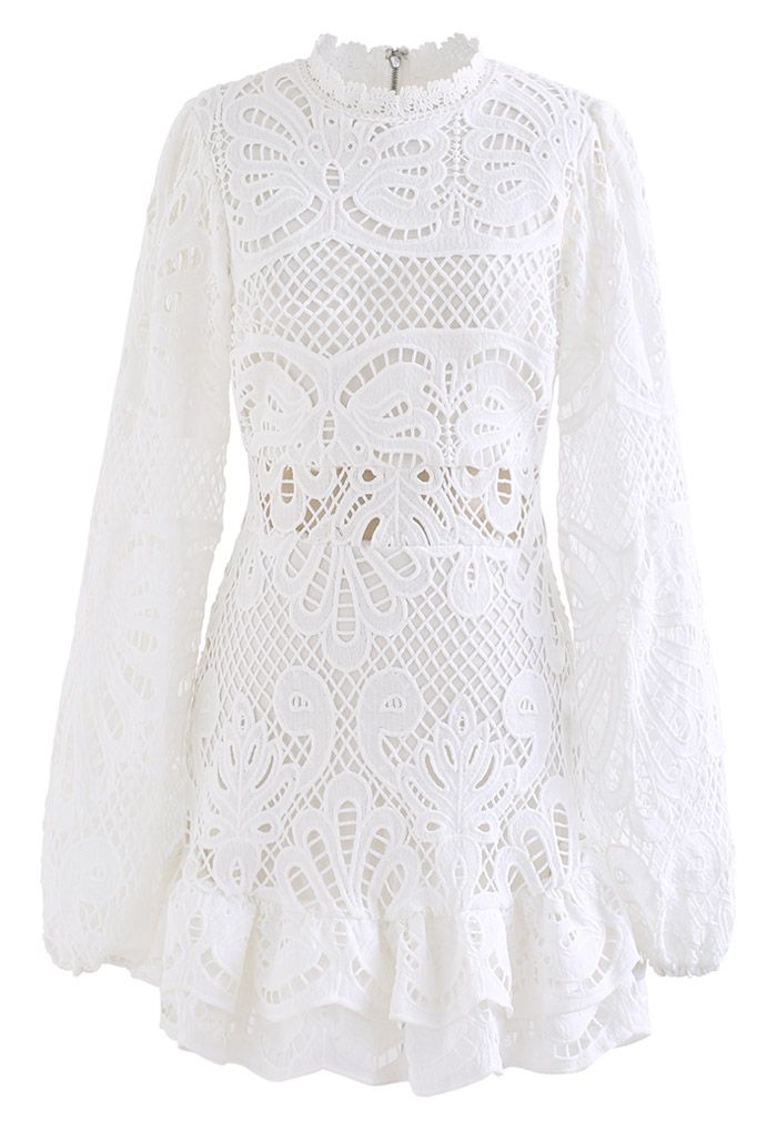 Endless Adoration Crochet Hollow Out Mini Dress