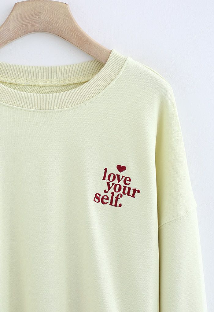 Love Yourself Slouchy Sweatshirt in Lime