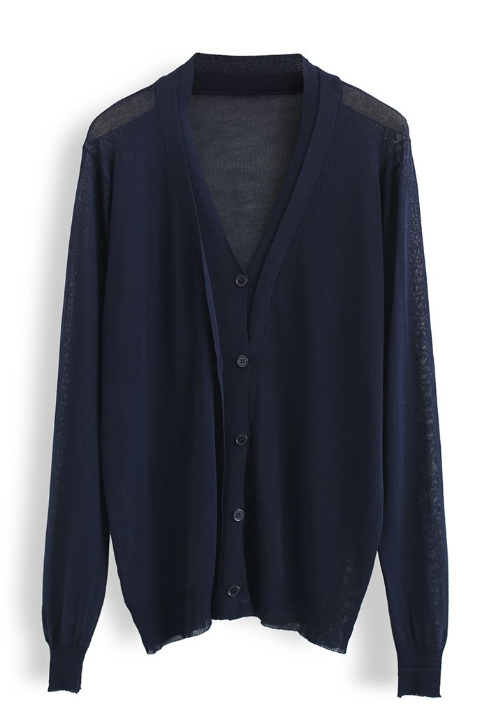 Lightsome Button Down Cardigan in Navy