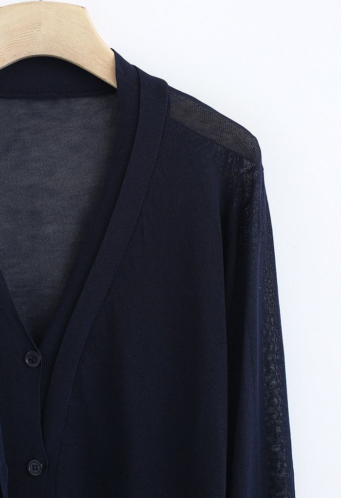 Lightsome Button Down Cardigan in Navy