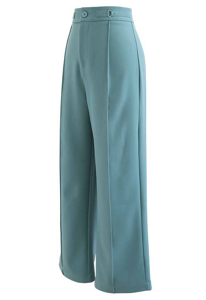 Seamed Front Straight Leg Pants in Teal