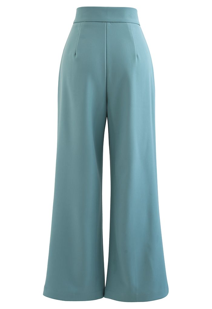 Seamed Front Straight Leg Pants in Teal
