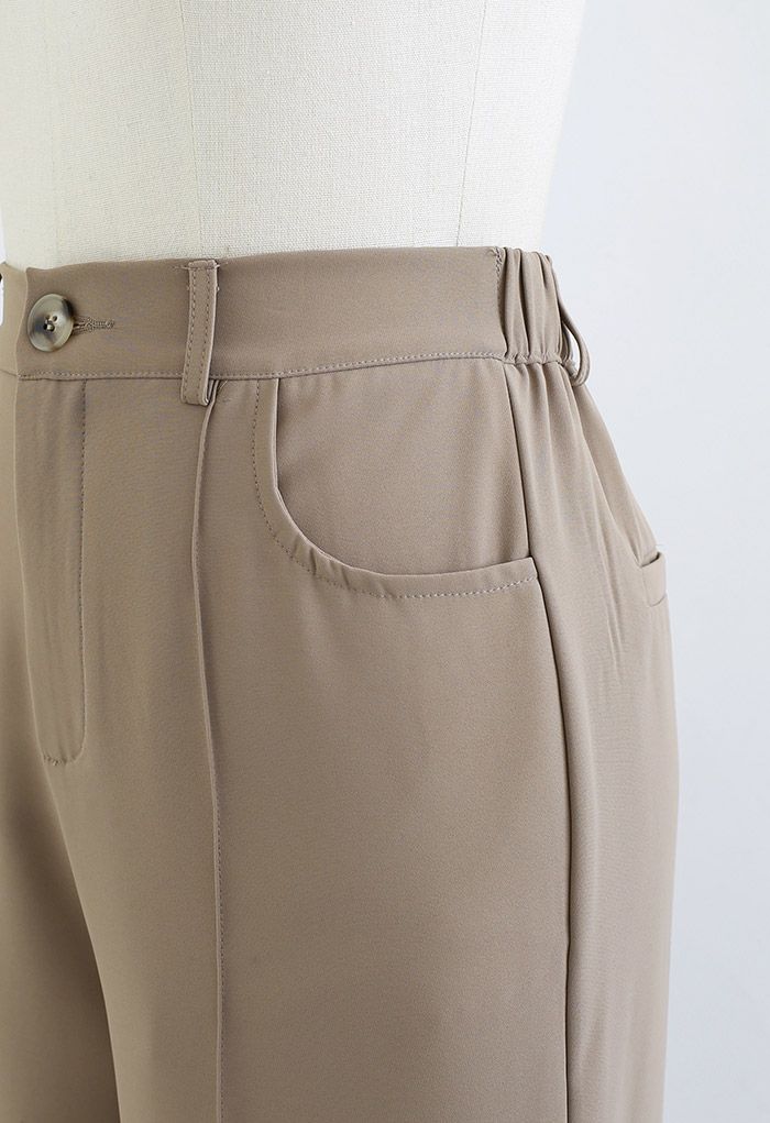 Breezy Solid Color Casual Pants in Light Tan