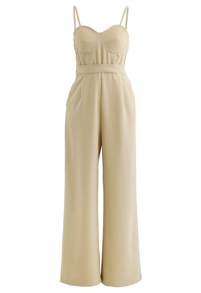 Sassy Built-in-Bra Cami Jumpsuit in Light Yellow