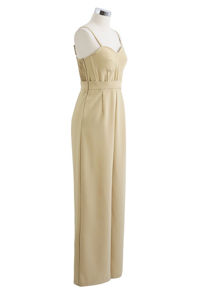 Sassy Built-in-Bra Cami Jumpsuit in Light Yellow