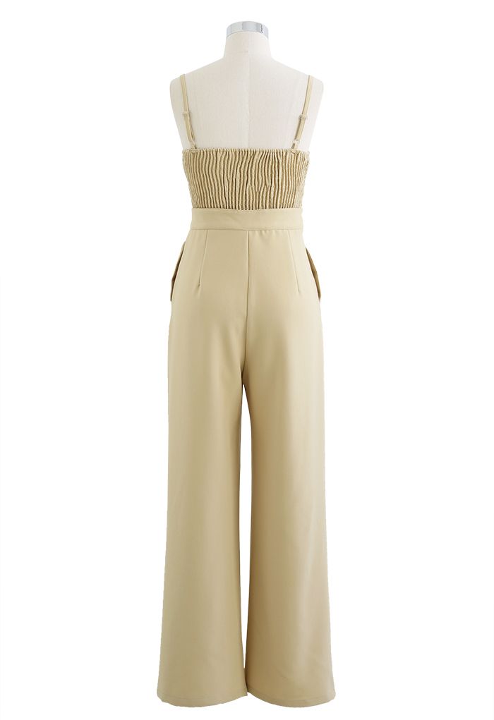 Sassy Built-in-Bra Cami Jumpsuit in Light Yellow