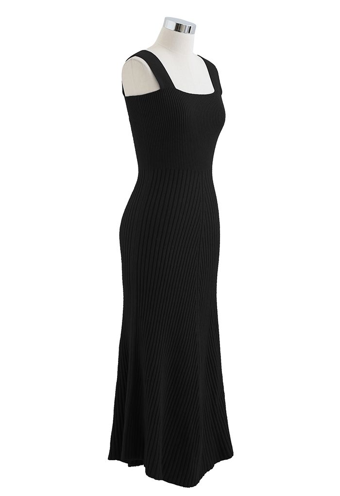 Slender Soft Knit Cami Dress in Black