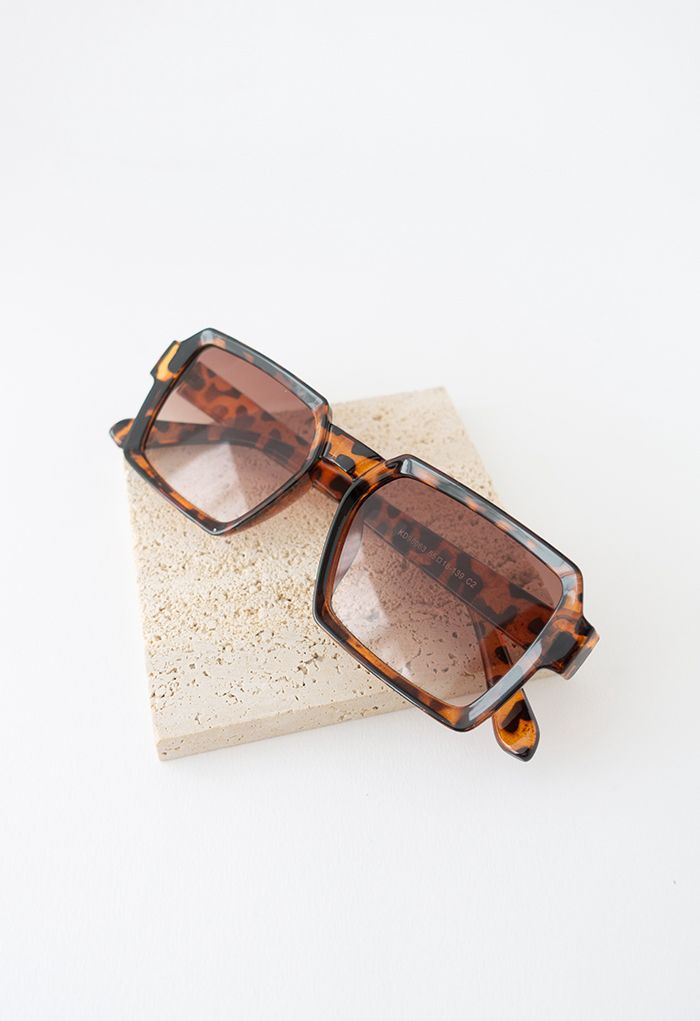 Full-Rim Square Frame Sunglasses in Leopard
