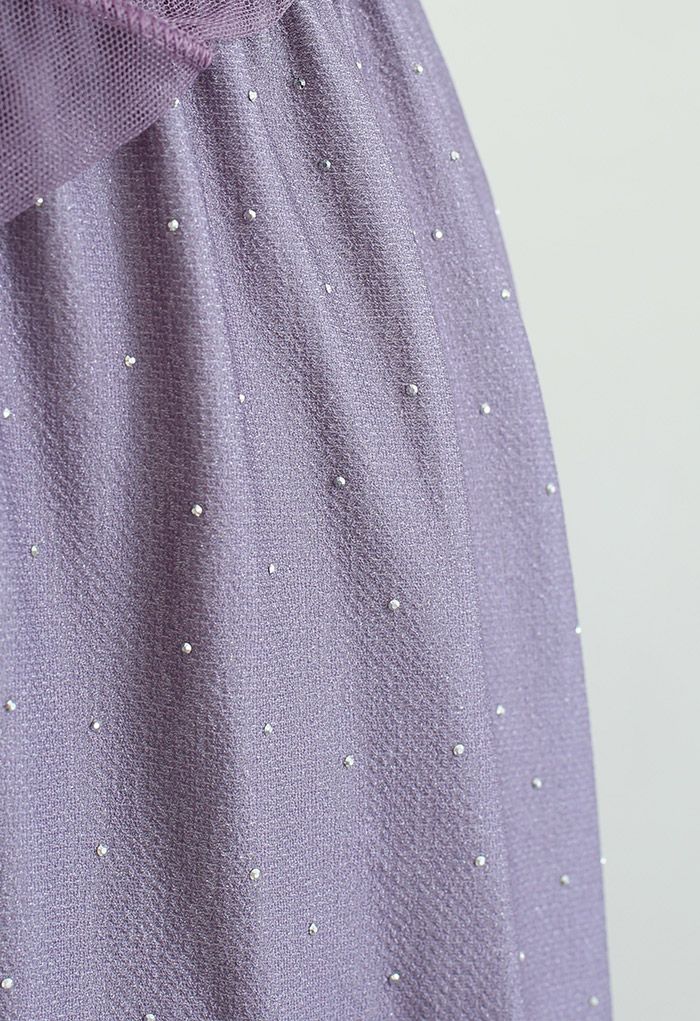 Rambling Crystal Decor Tulle Skirt in Purple