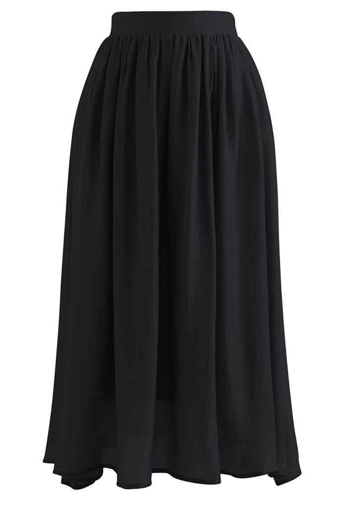 Simplicity Solid Color Textured Skirt in Black