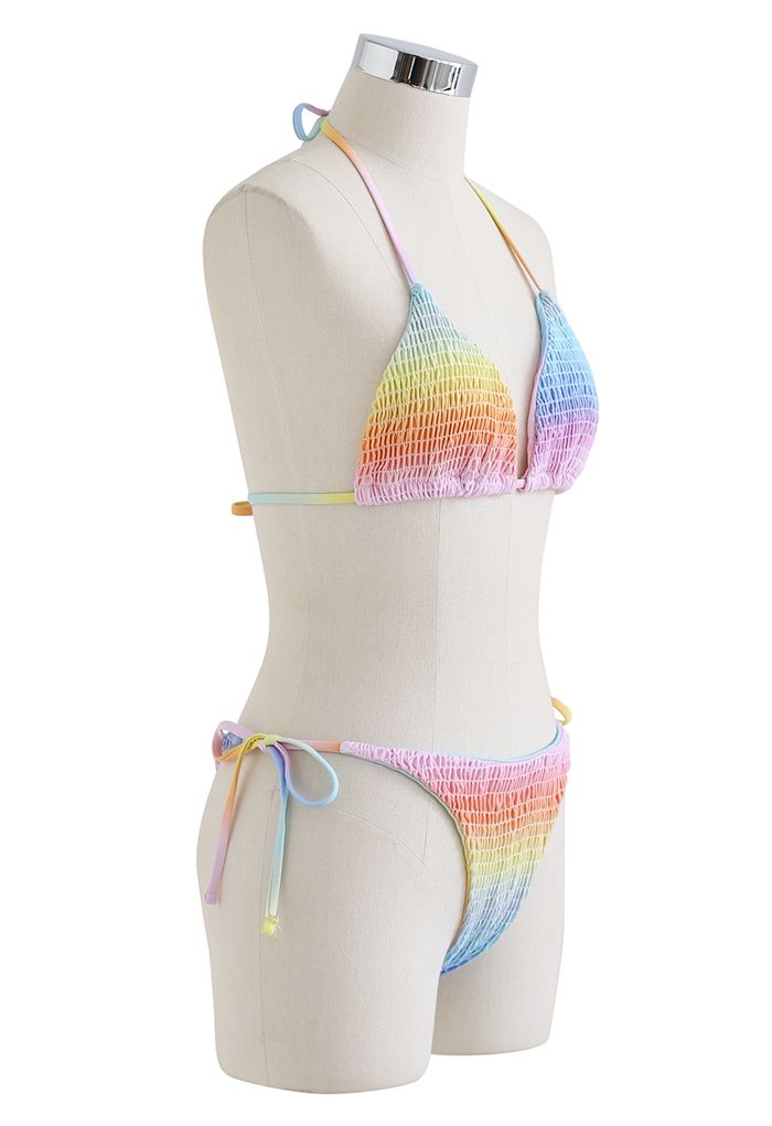 Rainbow Ombre Shirring Bikini Set