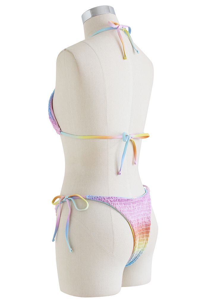 Rainbow Ombre Shirring Bikini Set