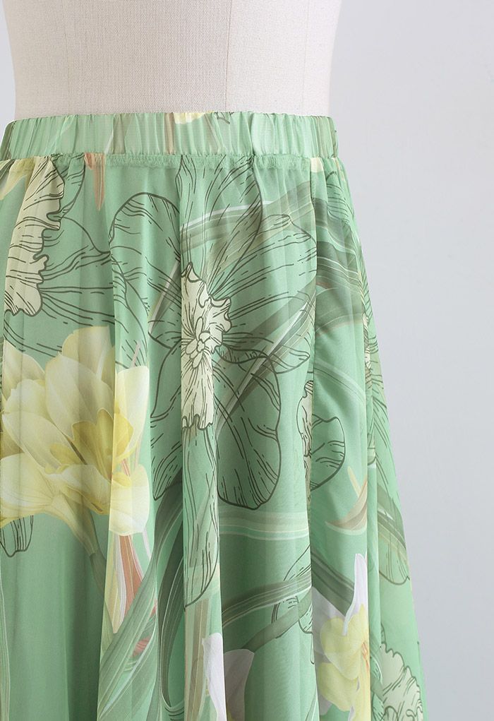 Lush Summer Lily Chiffon Maxi Skirt