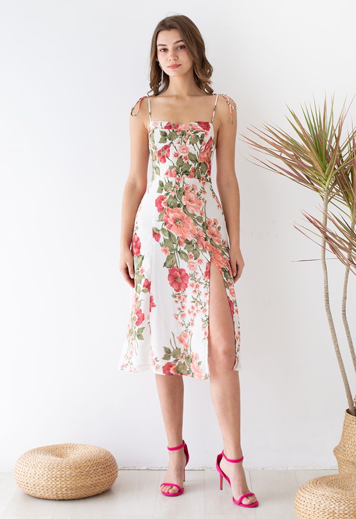 Summer Blossom Coral Floral Printed Cami Dress