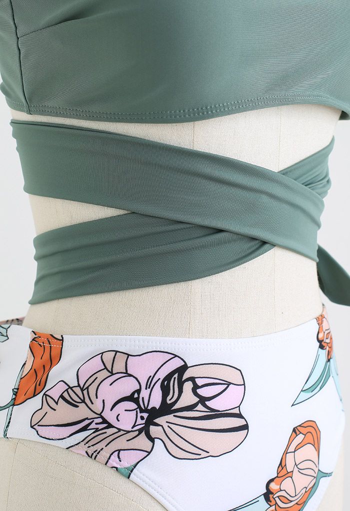 Side Knot Tube-Top Floral Bikini Set