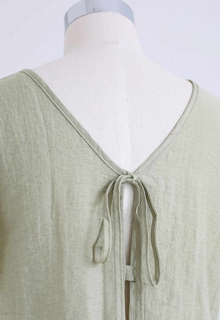 Tie-Back Crop Top and Midi Skirt Set in Pistachio