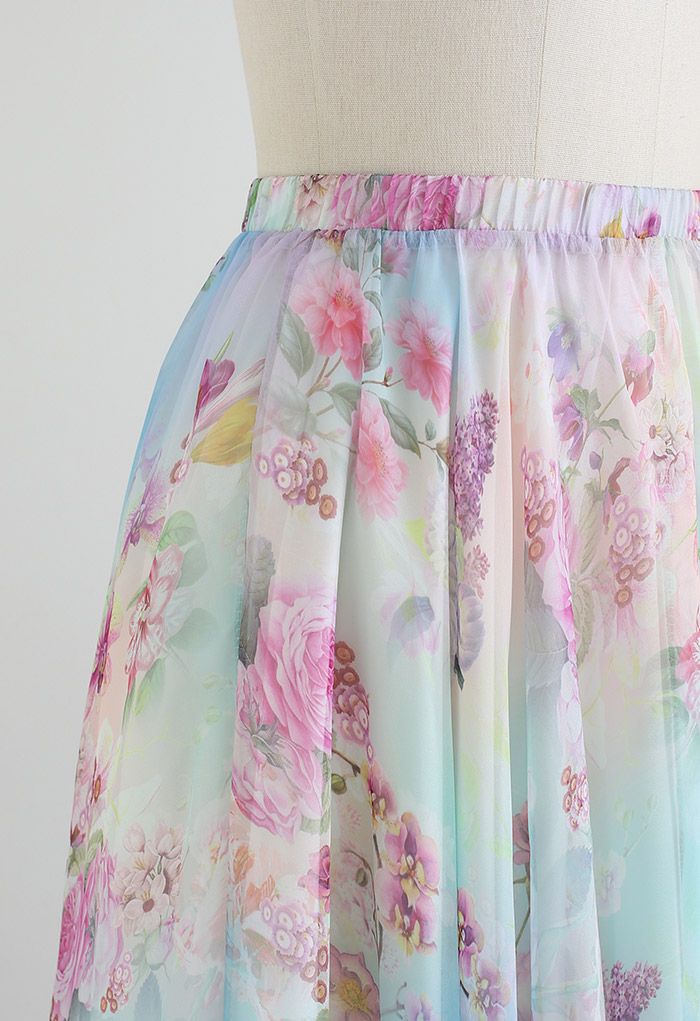 Morning Garden Chiffon Maxi Skirt