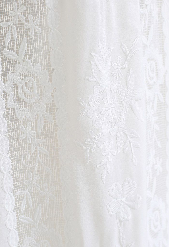 Refined Cutwork Embroidery Sleeveless Dress in White