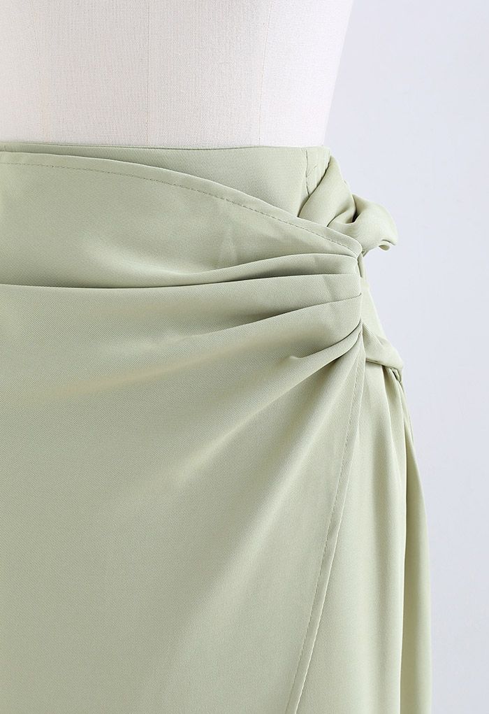 Twisted Knot Flap Pencil Skirt in Pistachio