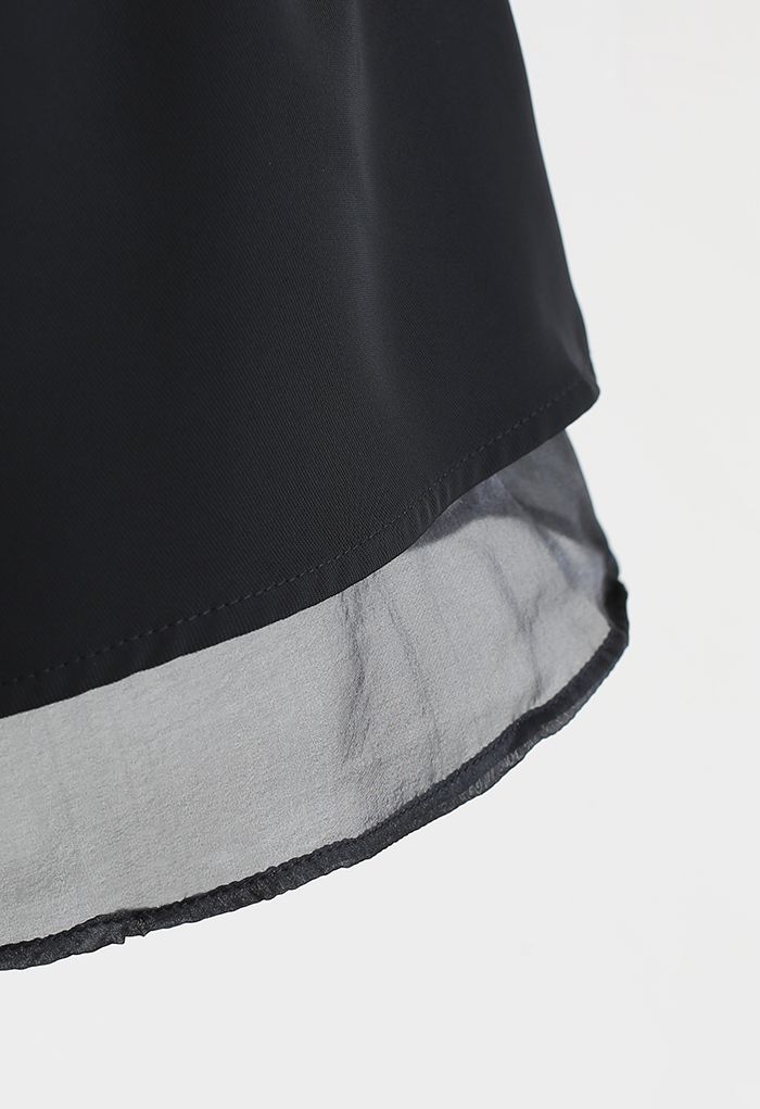 Tiered Organza Lining Drape Shorts in Black
