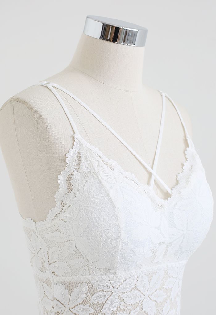 Blossom Lace Cami Bustier Top in White