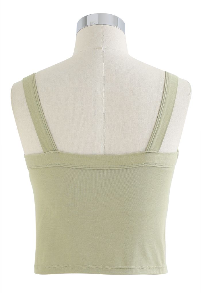 Soft V-Neck Crop Tank Top in Pea Green