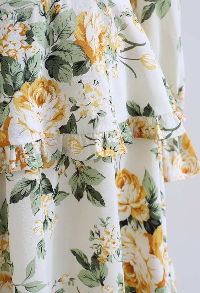 Charming Fragrance Floral Ruffle Dress