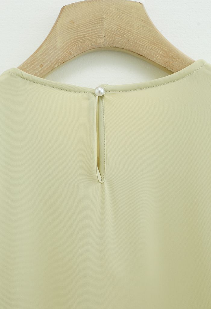 Necklace Short Sleeve Satin Top in Mustard