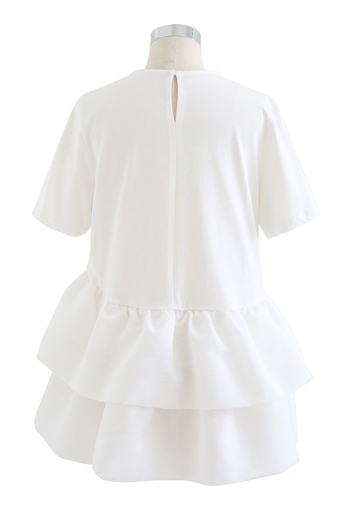 Tiered Organza Spliced Dolly Top in White