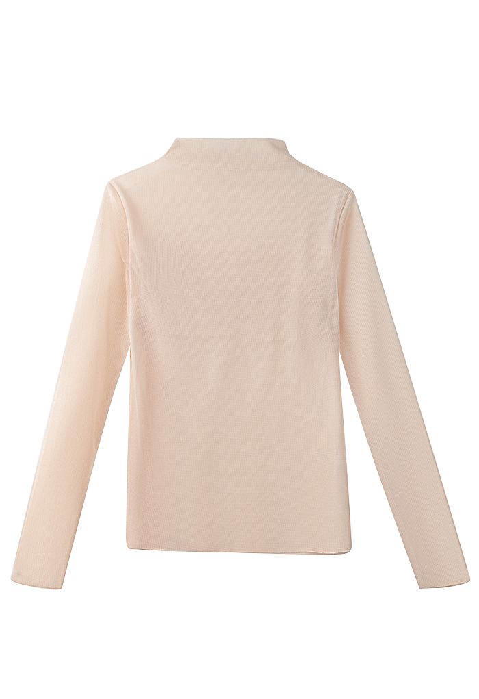 Creamy Mock Neck Fitted Top