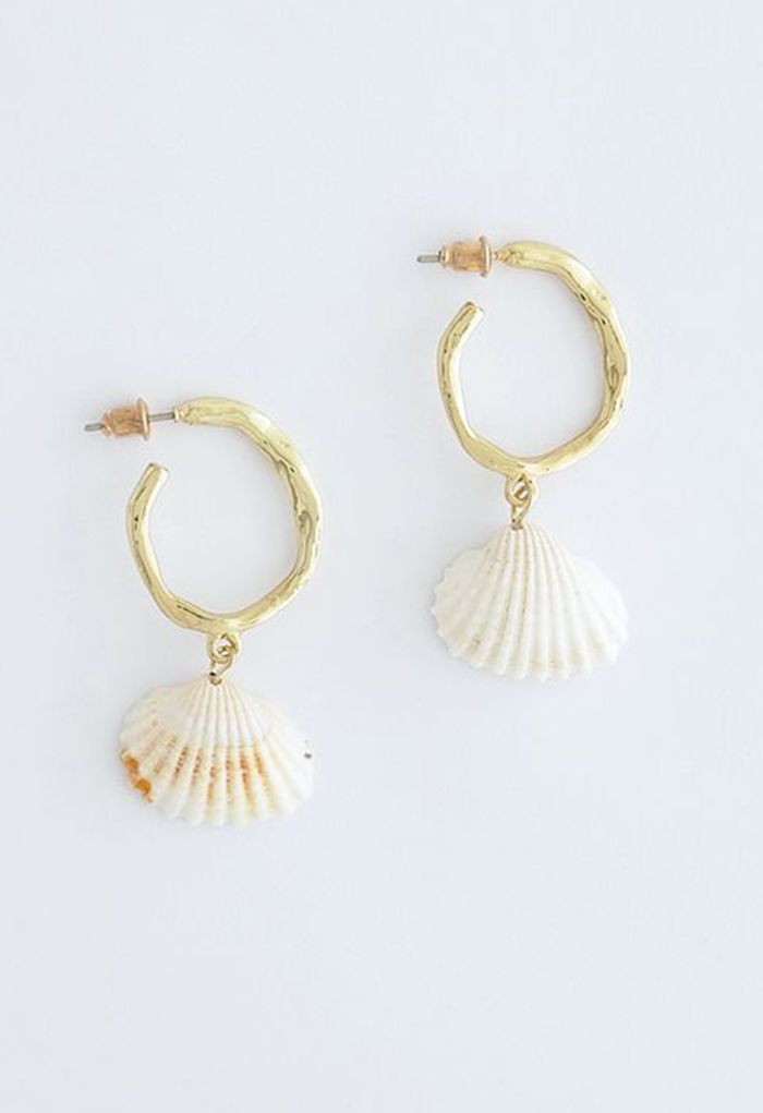 Shell Gold Hoop Earrings