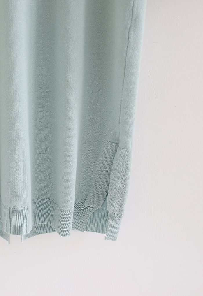 Solid Color Open Front Longline Cardigan in Mint