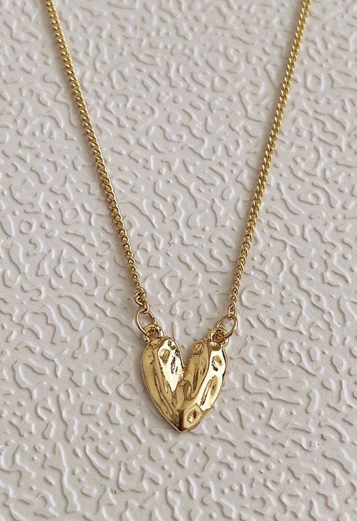 Reflective Metal Heart Simple Necklace