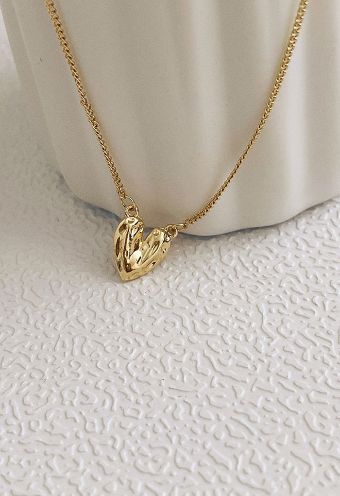 Reflective Metal Heart Simple Necklace