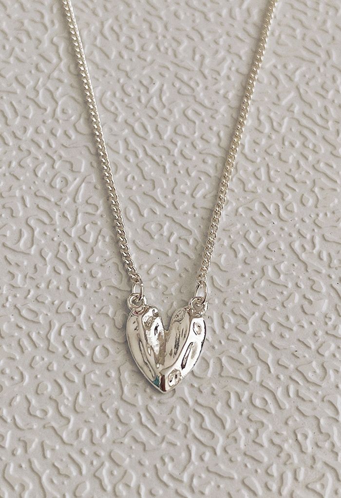 Reflective Metal Heart Simple Necklace