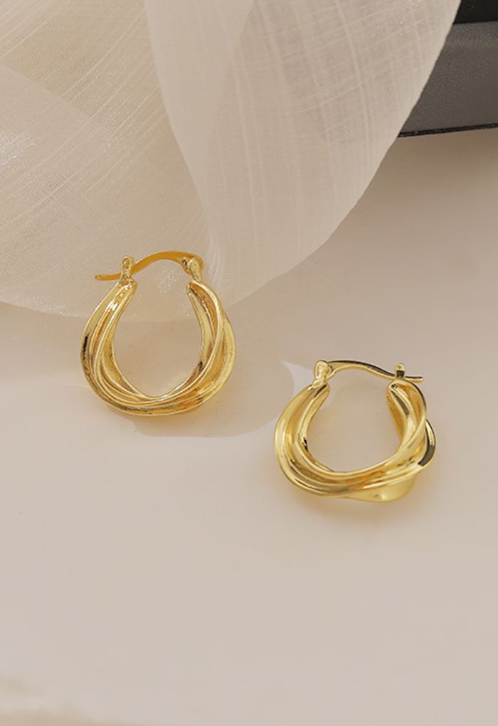 Tiered Rounded Gold Earrings
