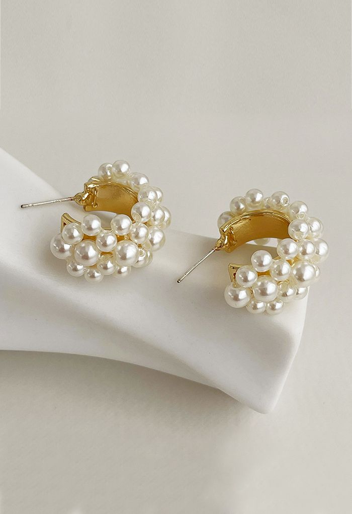 C-Shape Full Pearl Earrings