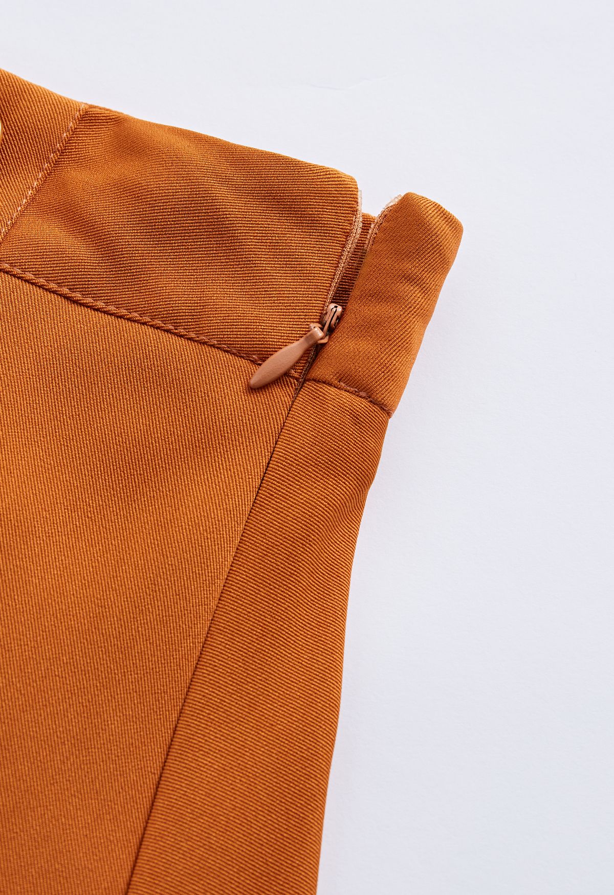 Buttoned Pleated A-Line Skirt in Pumpkin